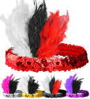 Sequin Charleston Headband With Marabou 5 Colors Ass.