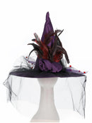 Witch Hat Adult Purple Feathers Netting Halloween Costume 4