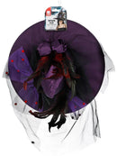 Witch Hat Adult Purple Feathers Netting Halloween Costume 5