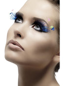 Eyelashes Adult Blue with Feather Plumes and Glue 1