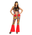 Hippie Woman  Top, Vest, Pants, Headband, Necklace With Medallion 