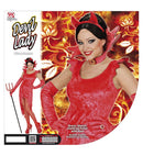 Devil Lady  Velvet Dress, Gloves, Stand-Up Collar With Gem 