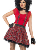 Punk Kit Adult Red Tartan with Tutu Braces and Fingerless Gloves 1