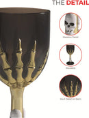 Gothic Wine Glass Adult Black Gold Coloured Skeleton Hand Stem Horror Party Accessory 4