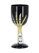 Gothic Wine Glass Adult Black Gold Coloured Skeleton Hand Stem Horror Party Accessory 3