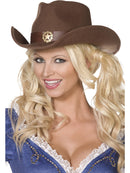 Fever Wild West Cowboy Hat Adult Brown Felt with Gold Star Detail 1