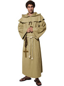 Tales of Old England Friar Tuck Adult Costume Brown Robe Hood Belt and Cross 3