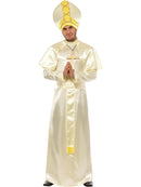 Pope Costume Adult Cream Robe Sash Hat Necklace Cape 4