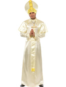 Pope Costume Adult Cream Robe Sash Hat Necklace Cape 4