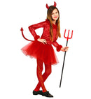 Devil  Leotard With Feather Trim, Skirt With Sequin Tail, Sequin Horns 