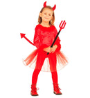 Devil  Leotard With Feather Trim, Skirt With Sequin Tail, Sequin Horns 