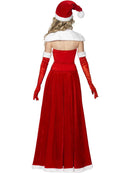 Luxury Miss Santa Costume Adult Red White with Hat Cape Corset Skirt and Gloves 3