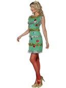 Christmas Tree Costume Ladies Green Festive Dress and Gold Star Headband 2