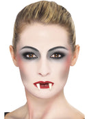 Vampire Make Up Set White Black and Red Facepaint Fangs Adhesive Blood and Applicator 9