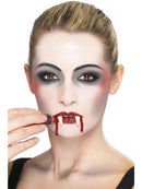 Vampire Make Up Set White Black and Red Facepaint Fangs Adhesive Blood and Applicator 10