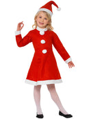Santa Girl Costume Kids Red White Dress and Hat 4