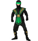 Green Kombat Ninja  Jumpsuit, Chestpiece, Belt, Arm And Legties, Mask, Headband 