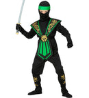 Green Kombat Ninja  Jumpsuit, Chestpiece, Belt, Arm And Legties, Mask, Headband 