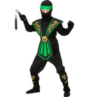 Green Kombat Ninja  Jumpsuit, Chestpiece, Belt, Arm And Legties, Mask, Headband 