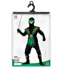 Green Kombat Ninja  Jumpsuit, Chestpiece, Belt, Arm And Legties, Mask, Headband 