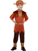 Viking Costume Kids Brown Top Trousers and Hat with Horns 4