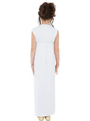 Grecian Girl Costume Kids Red White Robe Gold Headpiece 3