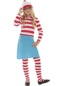 Kids Wheres Wally? Wenda Costume Dress Top Hat Tights and Glasses 1