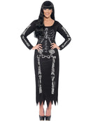 Skeleton Costume Ladies Black Long Tube Dress with Long Sleeves 4