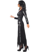 Skeleton Costume Ladies Black Long Tube Dress with Long Sleeves 2