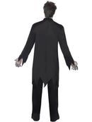 Zombie Priest Costume Adult Black with Blooded Top Latex Wound Collar and Trousers 3