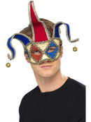 Venetian Musical Jester Eyemask Red Blue Adult Costume Accessory 1
