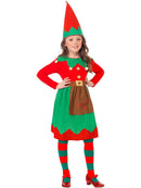 Santas Little Helper Costume Kids Red Green Dress and Hat 4