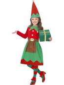 Santas Little Helper Costume Kids Red Green Dress and Hat 1