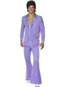 Lavender 70s Suit Costume Purple Jacket with Mock Shirt Waistcoat and Trousers 1