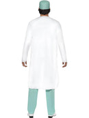 Doctor Costume Green Top Trousers Hat Mask Clear Name Tag White Coat 3