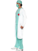 Doctor Costume Green Top Trousers Hat Mask Clear Name Tag White Coat 2