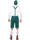 Oktoberfest Costume Adult Green Lederhosen Shorts With Braces White Top and Hat 3