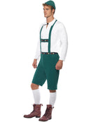 Oktoberfest Costume Adult Green Lederhosen Shorts With Braces White Top and Hat 2