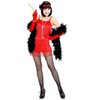 Flapper Red -  Dress, Headband With Feathers 