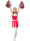 Cheerleader Costume Adult Red White Dress Black Red Pom Poms 4