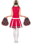 Cheerleader Costume Adult Red White Dress Black Red Pom Poms 3