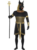 Anubis The Jackal Adult Black and Gold Tunic Collar Arm Cuffs Armbands and Latex Mask 1