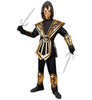 Gold Kombat Ninja  Hooded Jumpsuit, Chestpiece, Belt, Armguards, Legguards, Mask 