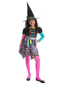 Girls Neon Witch Costume Dress with Hat 1
