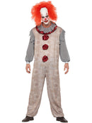 Vintage Clown Costume Adult Grey Red Jumpsuit and Neck Ruffle 4