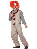Vintage Clown Costume Adult Grey Red Jumpsuit and Neck Ruffle 2