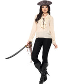 Pirate Shirt Adult Ivory with Lace Up Front Costume Accessory 2