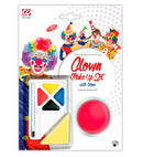 Clown Make-Up Set With Nose  4 Colours 4,5 Ml & Brush In Tray, Nose, Sponge 