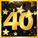 40th Birthday Napkins 13" 16 In Pkt 2