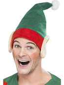 Elf Hat Green and Red with Ears Adult Costume Accessory 1
